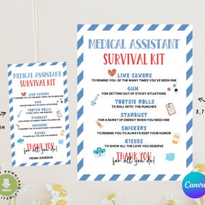 Etichetta regalo di apprezzamento per assistente medico, etichetta kit di sopravvivenza MA, regalo per la settimana del riconoscimento MA, idee per la settimana MA felice, etichetta di ringraziamento per assistente infermieristico