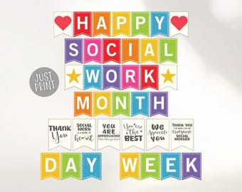 Banner Social Work Month: bewerkbaar waarderingsdecor (digitale download)