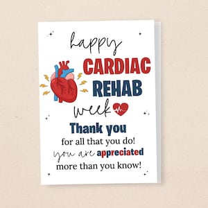 Cardiac Rehab Week Schild zum Ausdrucken, Cardiac REHA Woche Karte, Cardiac Rehab Team Cardiac Rehab Nurse Geschenk, Cardiac Rehab Wertschätzung