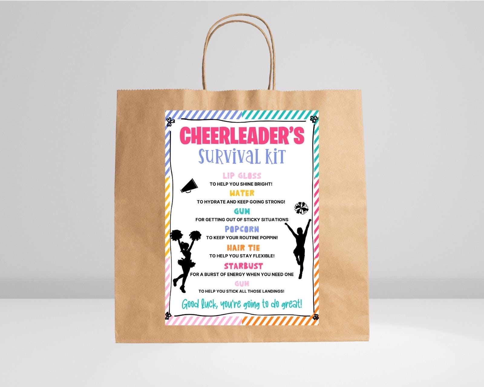 EDITABLE Cheer Survival Kit Printable, Gift Bag Idea, Printable Cheer ...