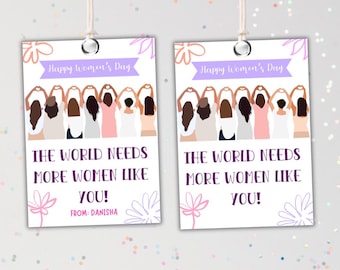 International Women's Day gift Tag Printable INSTANT DOWNLOAD Editable Happy Womens Day Printable Card Gift ideas March 8 cookie tags