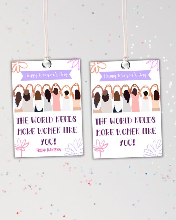 International Women's Day gift Tag Printable INSTANT DOWNLOAD Editable Happy Womens Day Printable Card Gift ideas March 8 cookie tags
