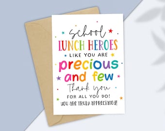 Tarjeta de agradecimiento al héroe del almuerzo escolar: regalo imprimible (PDF)