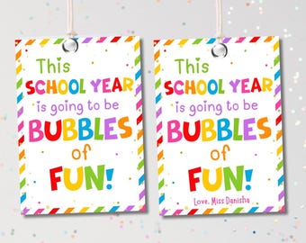 First Day of School Bubble Treat Tags: Editable Name (Digital Download)