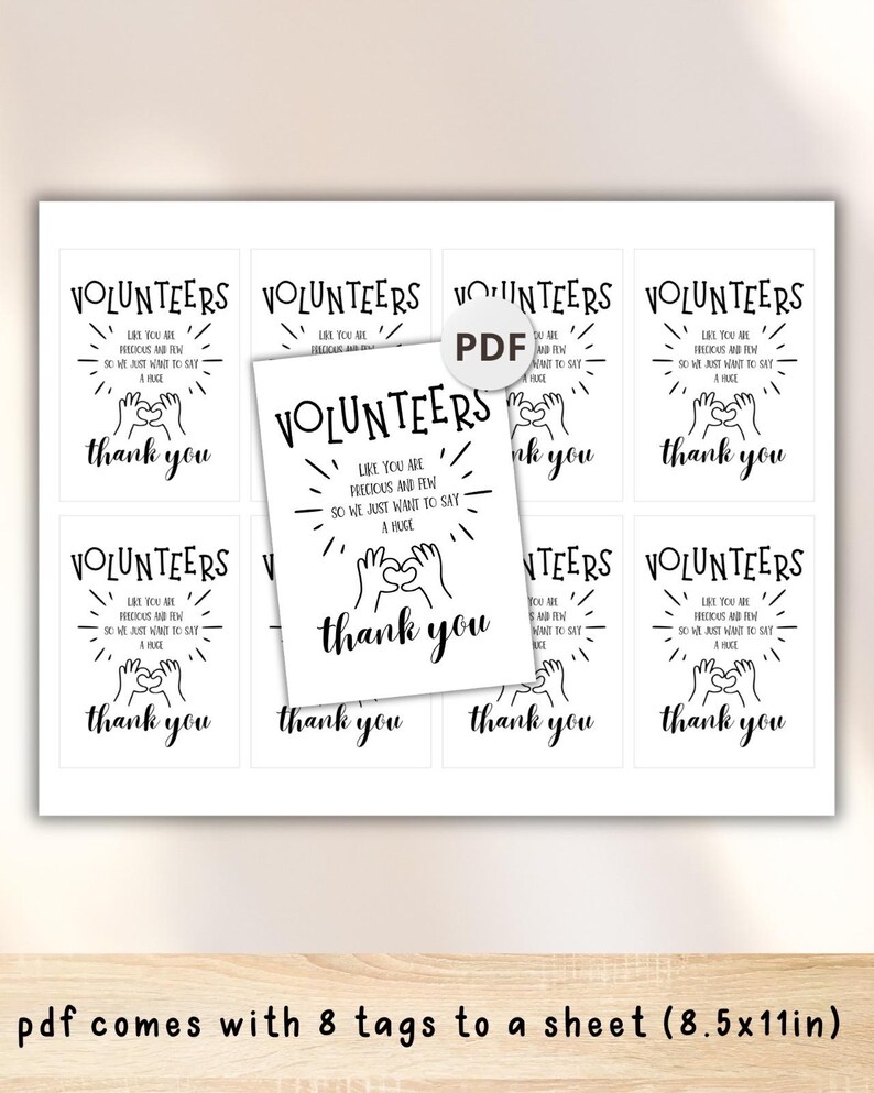 Volunteer Thank You Gift Tag Printable (PDF) - Etsy
