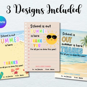 Zomer leraar cadeaukaarthouder sjabloon, afdrukbare eindejaarscadeau cadeaulabel, bewerkbare leraar waardering tag, direct downloaden