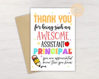 Assistant Principal Appreciation Card: Thank You Gift (PDF)