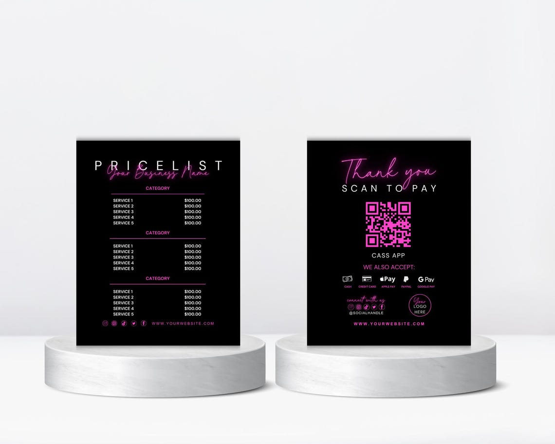 DIY Price List Template & Scan to Pay Template QR Code Sign Canva ...