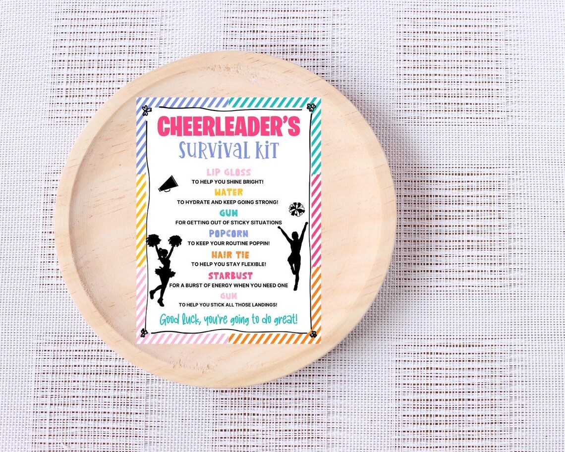 EDITABLE Cheer Survival Kit Printable, Gift Bag Idea, Printable Cheer ...