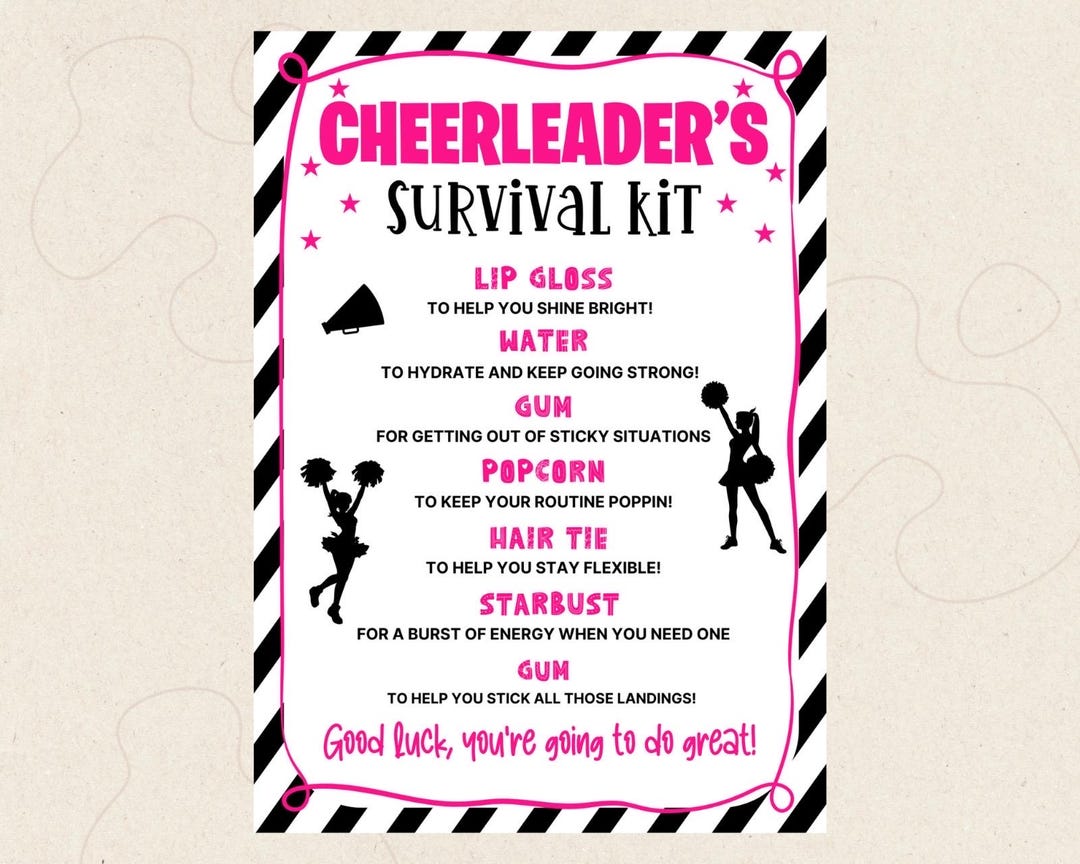Buy EDITABLE Cheer Survival Kit Printable, Gift Bag Idea, Printable ...