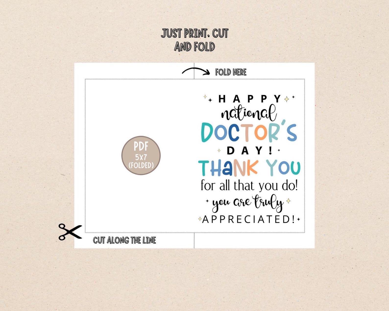Doctor's Day Thank You Card: Printable Appreciation Gift (PDF) - Etsy