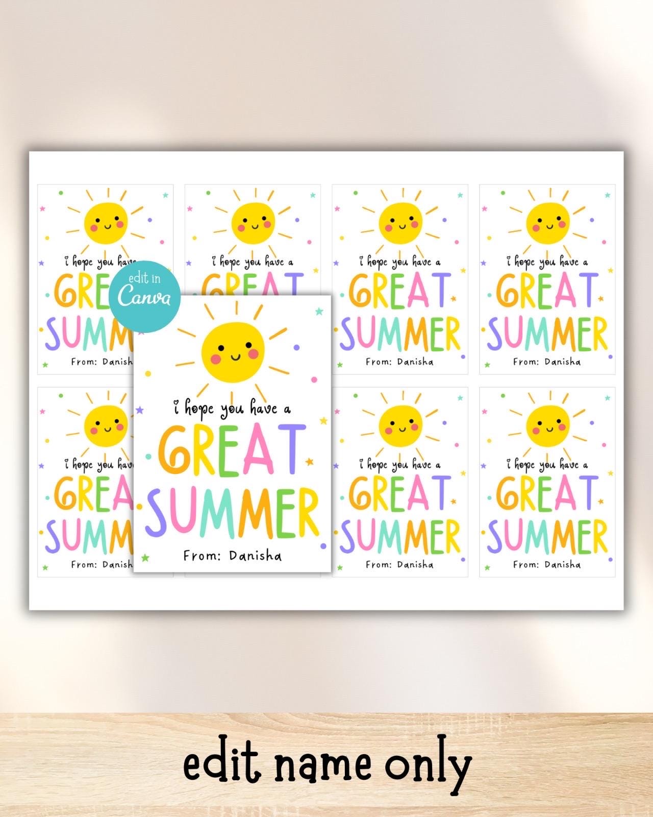 Last Day of School Tag End of Year Friends Gift Tags Great Summer Sun ...