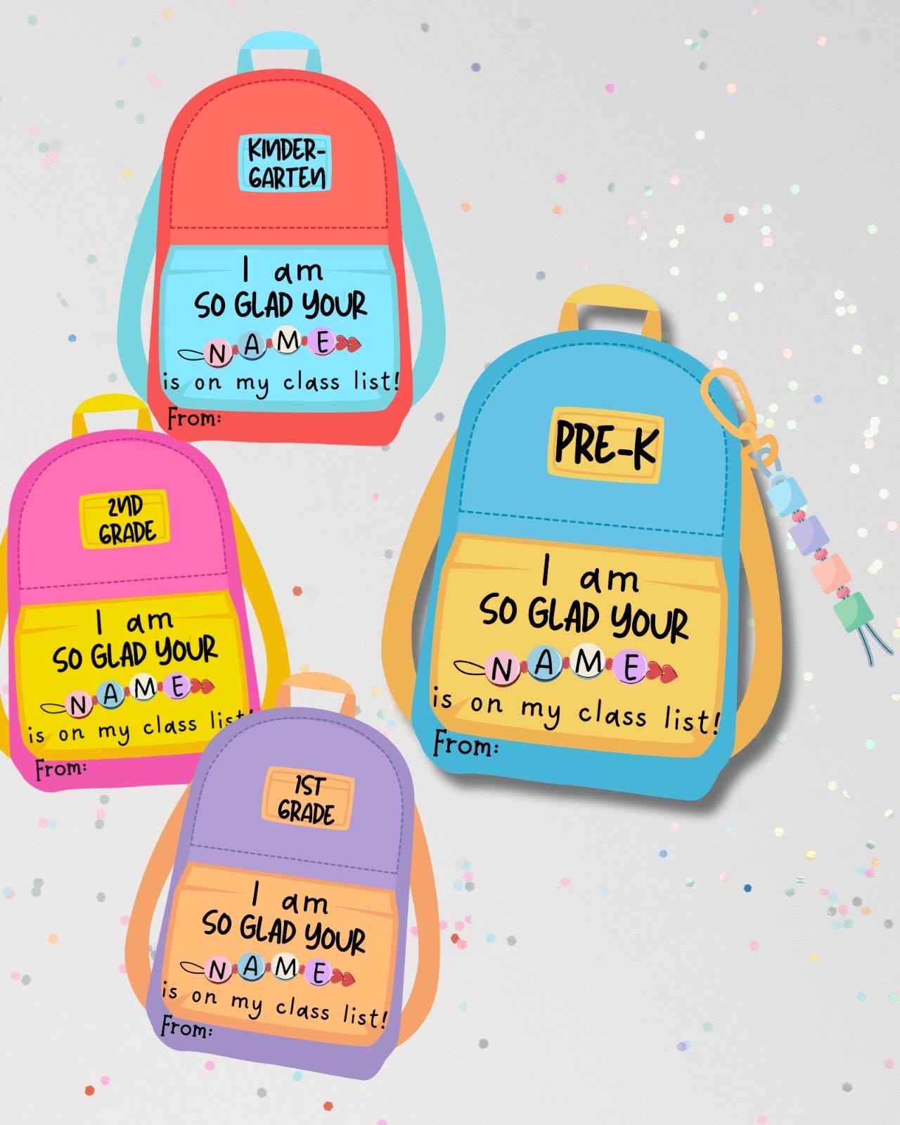 First Day of School Gift Tags: Grades Pre-K to 6th (Instant Download)
