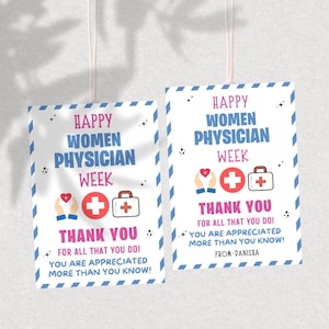 Etiquetas de regalo imprimibles para el Día Nacional de la Mujer Médica, regalos para mujeres médicas, etiquetas de agradecimiento para médicos imprimibles, regalo para ella