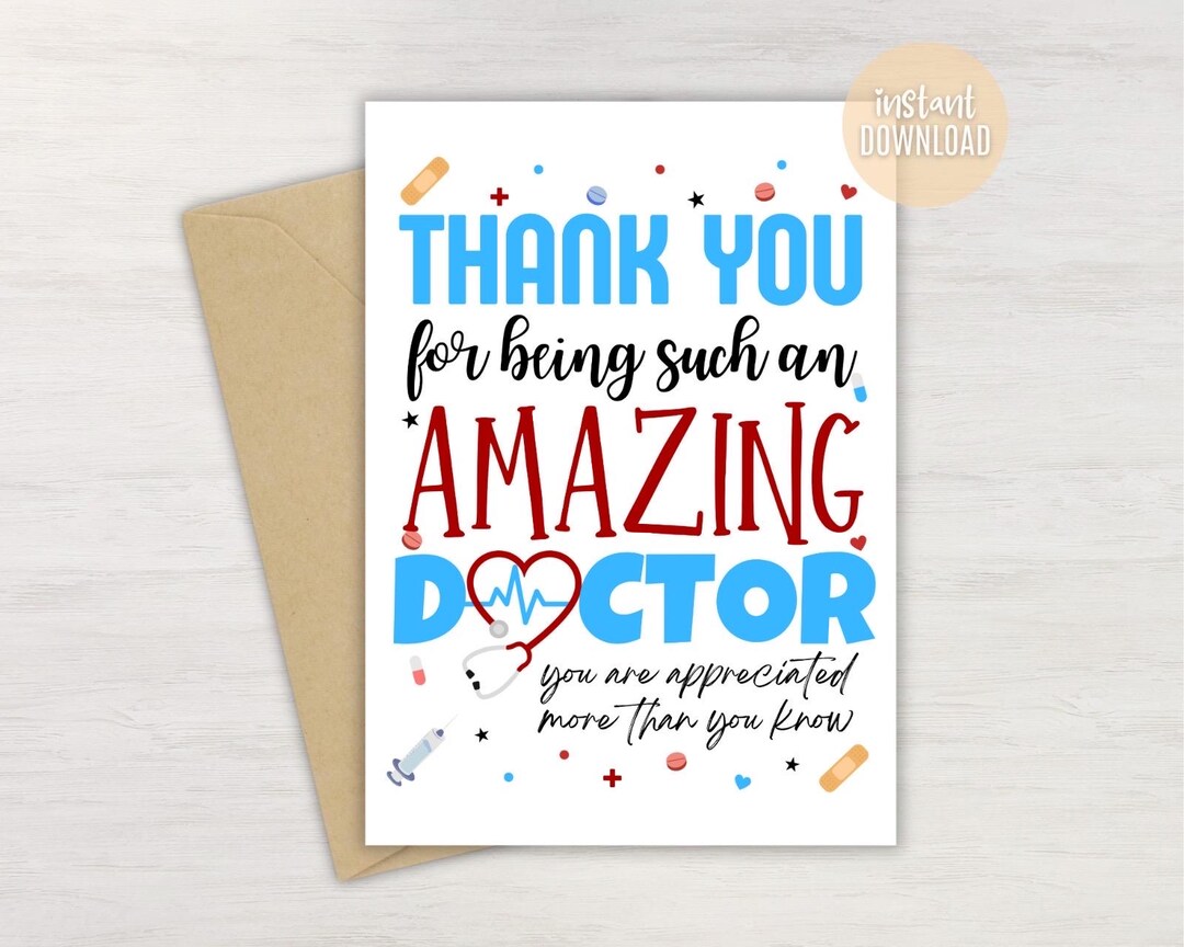 Doctor's Day Thank You Card: Printable Appreciation Gift (PDF) - Etsy
