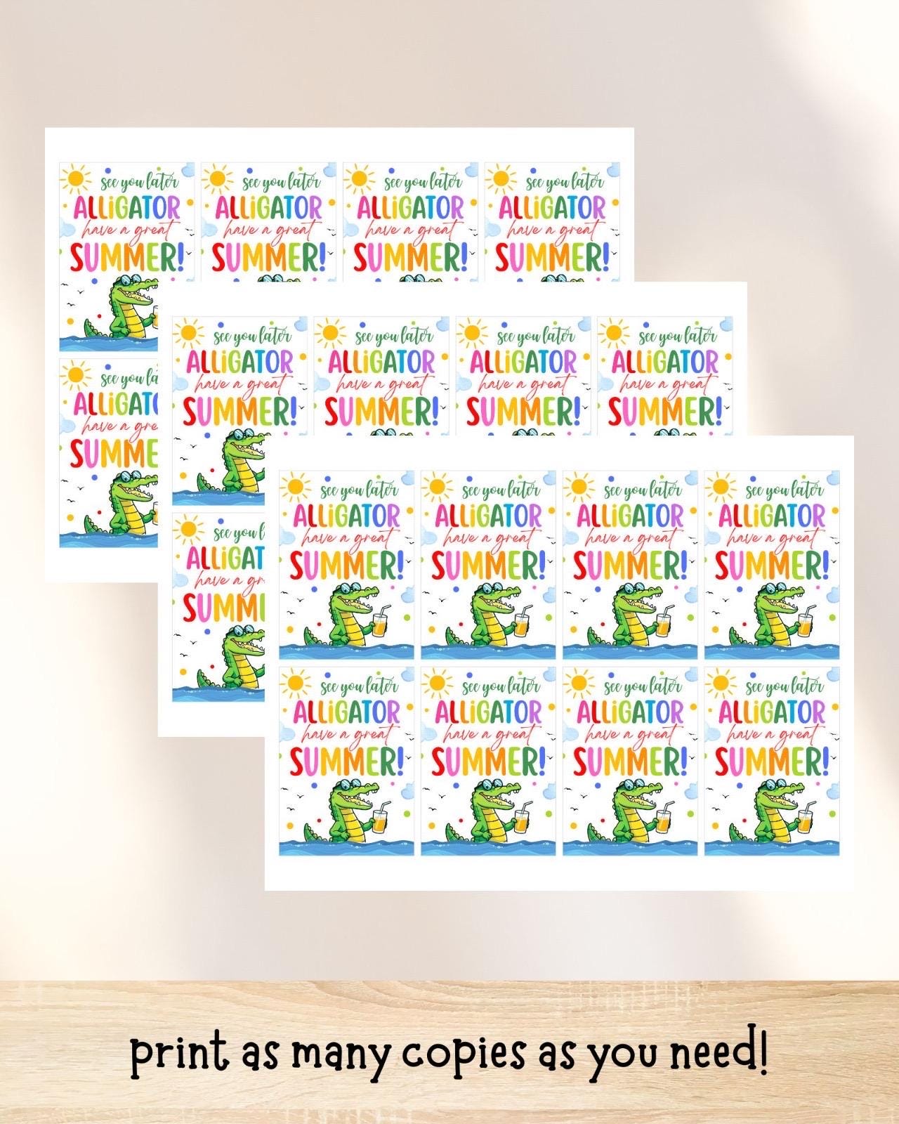Editable Last Day of School Tag End of Year Friends Gift Tags Alligator ...