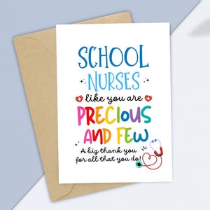 Schul Krankenschwester Karte zum ausdrucken, National School Nurse Day Karte, Schul Krankenschwester Geschenk, Schul Krankenschwester Danksagungskarte PDF