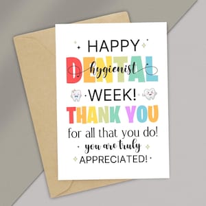Tarjeta imprimible de la Semana del Higienista Dental, regalo de la Semana del Higienista Dental, tarjeta de higienista dental, regalos para higienistas dentales, tarjeta de felicitación en PDF
