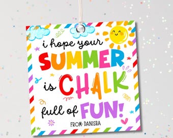 Etiqueta de regalo con tiza de verano: recuerdo de fin de año para estudiantes (imprimible)