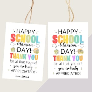 School Librarian Appreciation Gift Tags: Printable Thank You (PDF)
