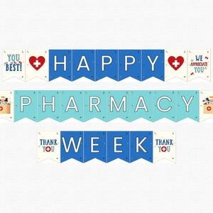 Pharmacy Week Printable Banner Pharmacy Appreciation Week Decor, Pharmacy Week Sign, Thank You Pharmacist Banner PNG PDF, DIY Banner Sign