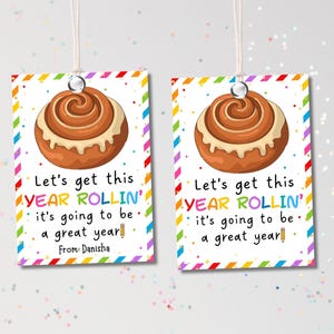 Back to school tag First day of school Let&#39;s get this year rolling Cinnamon roll Teacher thank you gift tag Classroom School Welcome Back