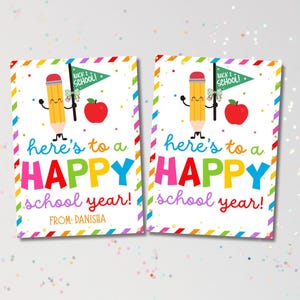 Happy First Day of School Gift Tags Printable, Back to School Classroom Favor Tags, 1st Day of School Goodie Bag Tags for Teachers Students