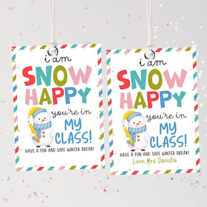 Snow Happy You're In My Class Gift Tag,Winter Break Holiday Label for Classmates Class Gifts,Happy Holidays Teacher to Student Classroom tag
