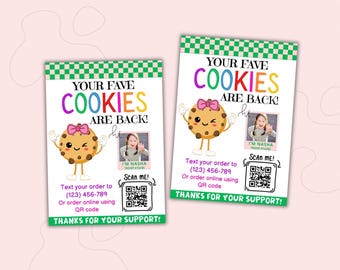 Editable Girl Cookie Business Card Template (Digital Download)