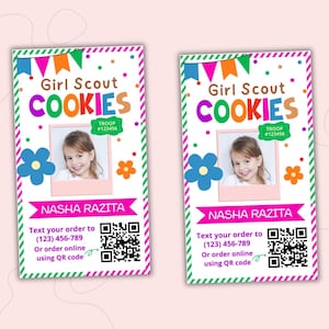 Editable Girl Cookie Thank You Card Template (Digital Download)