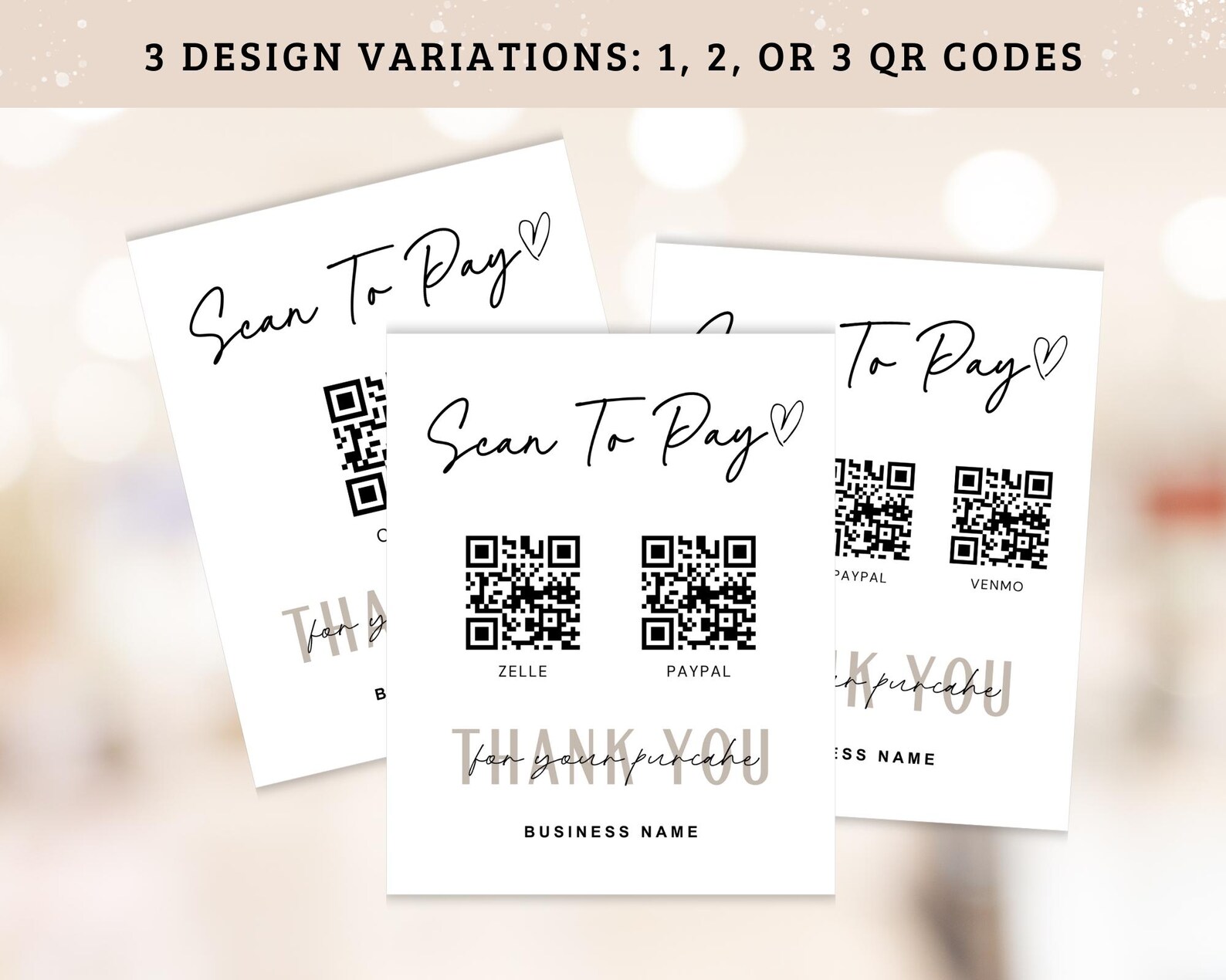 Pay First Signage Printable Modern Price List & Payment Sign, QR Code Sign Template ...