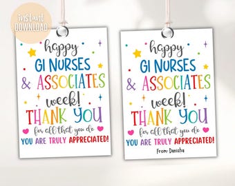 GI Nurse Appreciation Gift Tags: Thank You Printable (PDF)