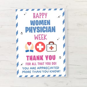 Tarjeta imprimible de la Semana de la Mujer Médica, Tarjeta de Feliz Semana de la Mujer Médica, Agradecimiento a la Mujer Médica, Doctora, Mujeres en la medicina