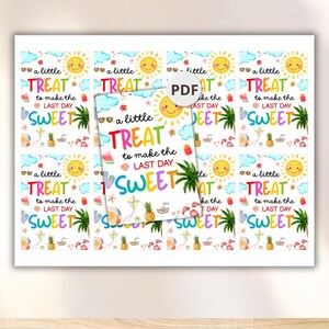 Leuke cadeaukaartjes voor de laatste schooldag, afdrukbare tags voor zomertraktatie voor leerlingen leraren voorschoolse opvang Eindejaar goodiebaglabel afbeelding 5