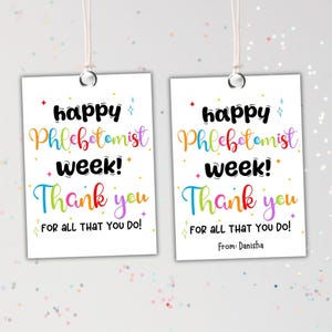 Happy Phlebotomist Week Tag, Phlebotomy Technician Appreciation Tag Printable, Gift for Phlebotomist Recognition Week, Medical Lab Tech Gift