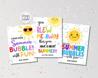 You Blew Me Away Gift Tag Template, Printable End of School Year Tags, Editable Have A Great Summer Bubbles Preschool Tags, Instant Download