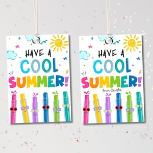 Modèle imprimable Ice Pop Passez un été cool, enseignant, étudiant d'âge préscolaire, camarade de classe, étiquettes d'été pour le dernier jour d'école