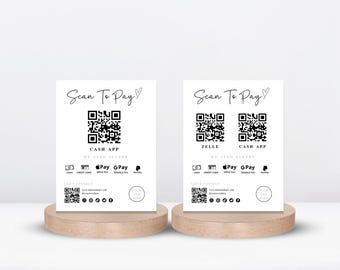 Modèle Scan to Pay, enseigne de code QR, petite entreprise, modèle canva modifiable, enseigne de paiement Paypal, enseigne Venmo, enseigne d'entreprise, enseigne imprimable