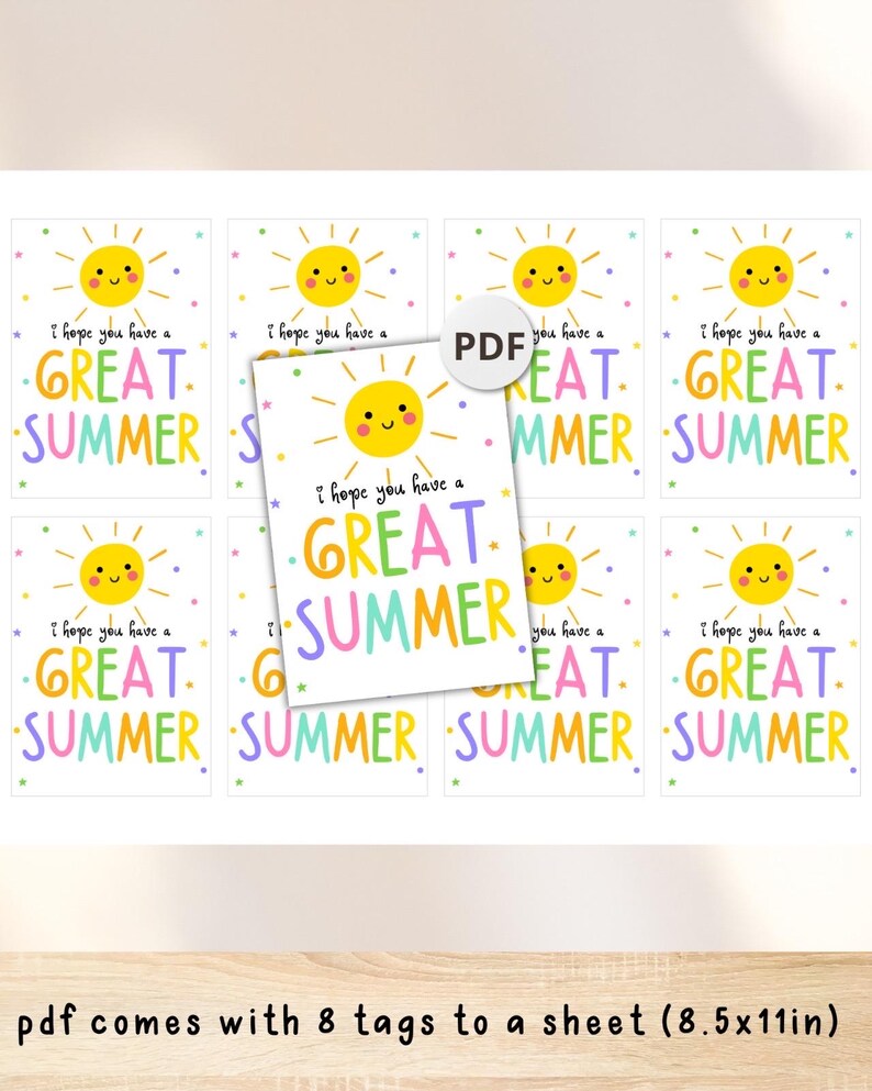 Last Day of School Tag End of Year Friends Gift Tags Great Summer Sun ...
