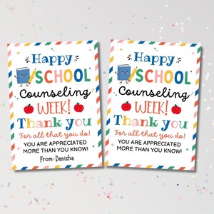 School Counseling Week Gift Tag, Printable Counselor Appreciation Week Treat Bag Tag, National School Counseling Staff Thank You Card image 5