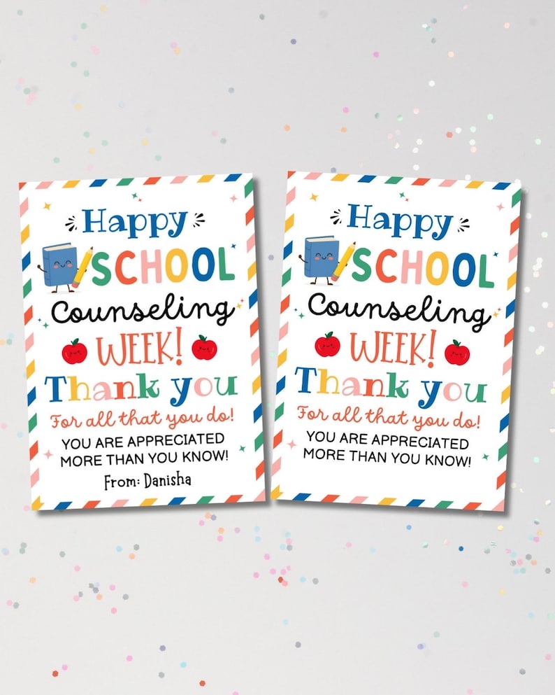School Counseling Week Gift Tag, Printable Counselor Appreciation Week Treat Bag Tag, National School Counseling Staff Thank You Card image 5