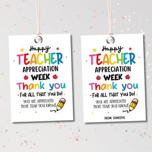 Teacher Appreciation Gift Tags, Thank You Teacher Gift Tag Teacher Appreciation Week Gift Tags, School Party Favor Printable Label Template