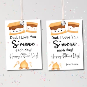 Modèle d'étiquette-cadeau S'mores pour la fête des pères, étiquette de cadeau imprimable pour la fête des pères, je t'aime S'more chaque jour, étiquette modifiable pour papa, téléchargement immédiat