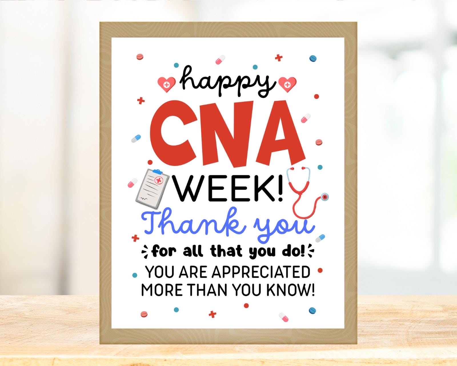 CNA Appreciation Week Sign: Printable Thank You Decor (PDF Download) - Etsy