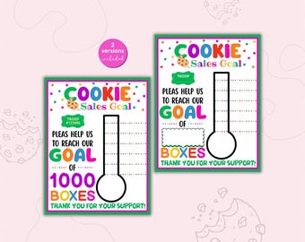 Tableau des objectifs modifiable en matière de cookies scouts : présentoir de stand imprimable (téléchargement numérique)