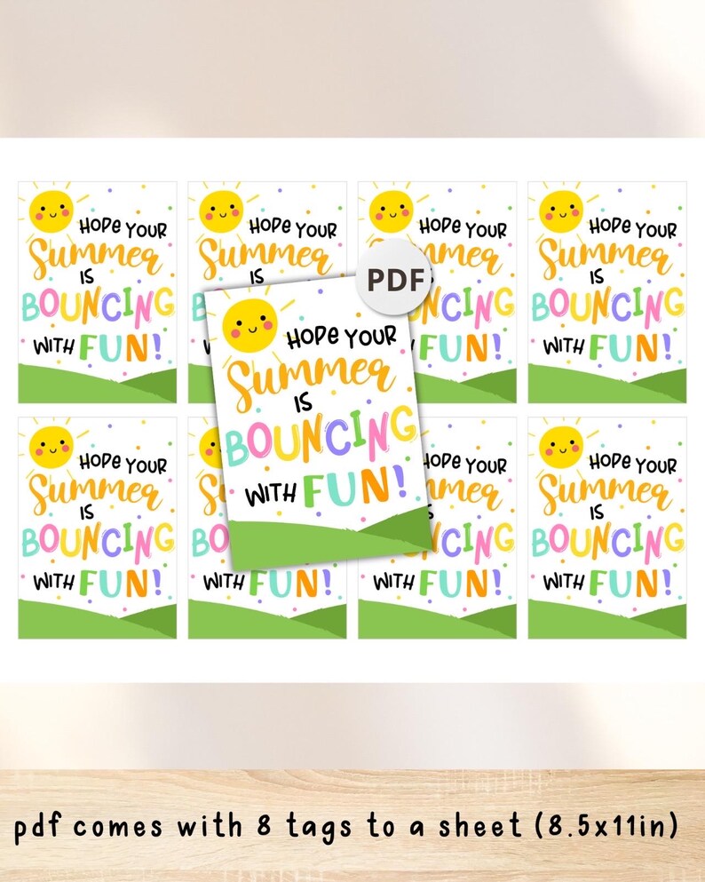 Summer Bouncing With Fun Gift Tag, Bounce Ball Summer Last Day of ...