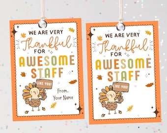 Höstpresentetiketter för personaluppskattning, tack för Thanksgiving (digital nedladdning)