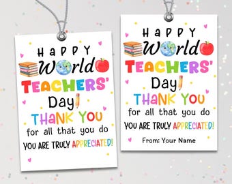 World Teachers Day Gift Tag Printable, World Teacher Day Tag, Happy Teacher Day Cookie Tag, World Teachers' Day Tag, Thank you Teacher tag