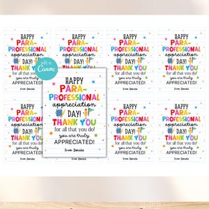 Paraprofessional Appreciation Day Tag: Printable Thank You Label ...
