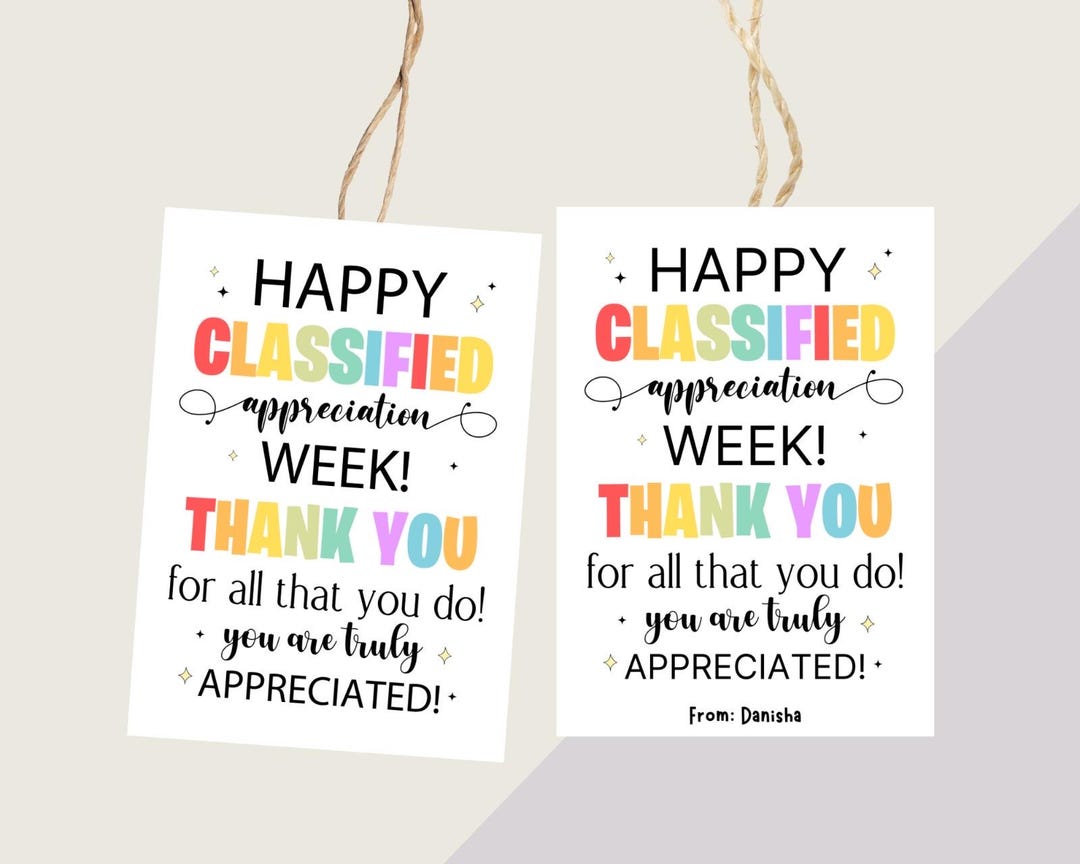 Classified Appreciation Week Gift Tags Printable (PDF) - Etsy